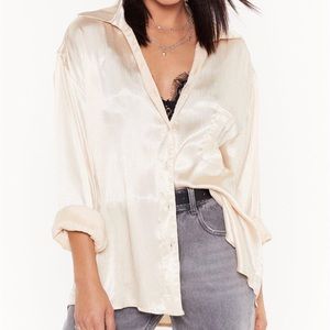 Satin oversized button down